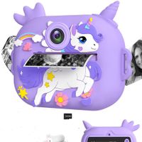 Kids Camera Instant Print,1080P Instant Print Camera with Print Paper & 32G Card,Ideal Christmas Birthday for 3-12 Years Old Girls Boys-Purple