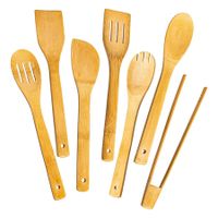 Bamboo Spoons for Cooking 7 Piece, Kitchen Nonstick Bamboo Cooking Utensils Set, Durable and Healthy Bamboo Wooden Spatula Spoon for Cooking