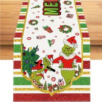 Grinch Christmas Table Runner Merry Christmas Tablecloth Christmas Xmas Winter Holiday Home Kitchen Dining Room Table Decorations 33*183CM