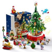 Christmas Tree Building Blocks Kits Party Set with Music Box Led Light Kit DIY Birthday Gift for Kids Boys Girls（870 Pieces）