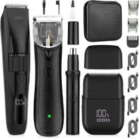 Professional 4 in 1 Hair Clippers Trimmers Shavers Set  for Men, Compact Electric Razor Nose, Hair Cutting Kit Barber kit  with Travel Case