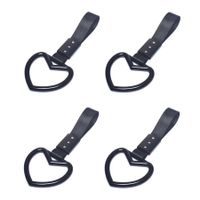 4 Pcs Love-Shaped Car Hand Strap Decorative Warning Loops Rear Bumper Warning Ring for Car Interior Exterior Decoration(Black with Black Suspenders)