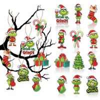 12Pcs Grinch Cartoon Elf Christmas Tree Hanging Ornaments For Christmas Party Decoration