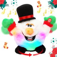 Singing Dancing Light up Christmas Interactive Toy Snowman Snowball Animated Plush Toy Gift for Kids