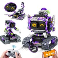 Robot Building Toy with LED Eyes & Sound,App Remote Controlled STEM Rechargeable Robotics 3 in 1 RC Tech Building Block Kit Gift for Kids 6+