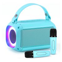 Mini Karaoke Machine for Kids, Portable Bluetooth Speaker, with 2PCS Wireless Microphones, Microphone Toys, for Girls and Boys Birthday Gift (Blue)