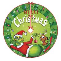 Merry Christmas Tree Skirt 48 Inches Green Xmas Tree Skirt, Funny Winter Holiday Party Indoor Decoration Home Decor