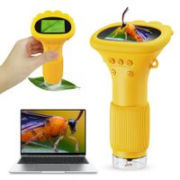 Kids Portable Microscope with 2 Inch Screen 200x Zoom Mini Digital Handheld Magnifying Glass Camera,Christmas Gifts for Age 3+(Yellow)