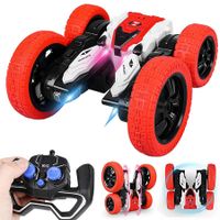 Remote Control Stunt Car, 2.4 GHz, 4 Wheel Drive, 360 Degree Rotation/Double Sided Rotation, Gifts Toy Cars for Kids 4-12 Years Old (Red)