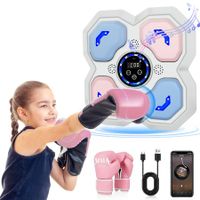 Music Boxing Machine,Smart Bluetooth Trainer Equipment with Gloves,Wall-Mounted Boxing Music Workout Machine,LED Electronic Focus Training (White)