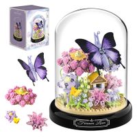 Flower Butterfly Bouquet Building Block Set, Micro Mini Botanical Building Toy for Women, 582 PCS