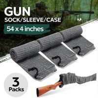 3pcs Gun Shotgun Socks Rifle Cases Pistol Sleeves 137x10cm Handgun Airsoft Storage Protector Silicone Treated Fabric Knit with Drawing Closure Grey