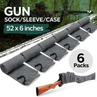 6pcs Gun Socks Shotgun Cases Rifle Sleeves 132x15cm Pistol Airsoft Handgun Storage Protector Silicone Treated Knit Fabric with Drawing Closure Grey