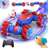 Remote Control Car with Cool Light, Spray Drift Hand Controlled Car, 2.4Ghz Rechargeable RC Car, Birthday Gifts for Boys 6-12 (Red and Blue)