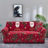 Christmas Sofa Cover Santa Claus Printed Sofa Couch Cover Washable Furniture Protector Christmas Home Room Festival Decoration Size 190-230cm