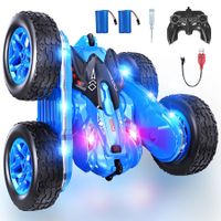 Remote Control Car, RC Cars with Strip Lights and Headlight for Boys Girls Age 3 to 12, Blue