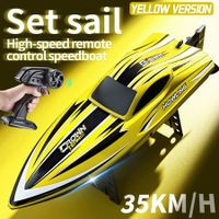 Remote Control Boat for Pools and Lakes, Underwater RC Speed Boat, Mini RC Boats for Kids (Yellow)