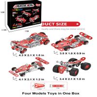 Car Building Kits 265Pieces Building Cars Metal Erector Set Racing Car Building Kits Assembly Red Vehicle  Kids Boys Chirstmas Birthday Gift