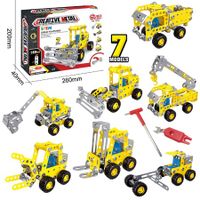 7 in 1 STEM Toy Set for Boys Learning Engineering  Metal Construction Toys  Assembly  Vehicle Model Boys Chirstmas birthday Gifts