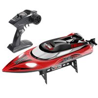 RC Racing Boat Toy, High Speed Electronic Remote Control Boat for Kids,35KM/H with Night Light (Red)