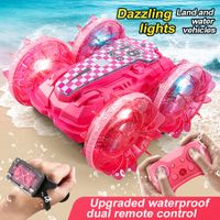 Amphibious RC Stunt Car 2.4GHz Gesture Remote Control Trucks 4WD with Lights,All Terrain Water Beach Pool Toys Gifts for Boys Kids Ages 6-12