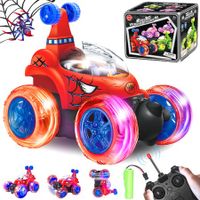 Spider Remote Control Car Cool Stunt Rc Car Red Spider Monster Truck with 360 Flips 3D Lights & Music