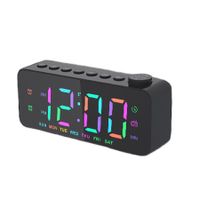 Alarm Clock with USB Charger, Dual Alarm, Snooze, 12/24Hr, 8 Ringtones and Font Colour, Radio Alarm Clock LED Display (Black)