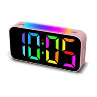 Digital Clock with Night Light, Large Display, Dual Alarm, Snooze, Dimmable Bedside Alarm Clock for Kids Teens Boys Girls (Pink)