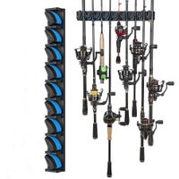 Vertical Wall Mounted Fishing Rod Rack,Fishing Pole Holder Holds Up to 9 Rods Combos,Fishing Rod Holders for Garage,Fits Most Rods