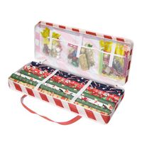 Wrapping Organizer Storage Bag,Christmas Ornament Wrapping Paper Organizer Storage with Three Isolation Nets for Christmas Ornament etc(Red Stripe)