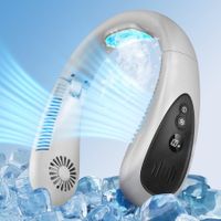 Air Conditioner Portable Neck Fan with Semiconductor Cooling Airflow Bladeless USB Neck Fans Rechargeable with 3 Speeds LED Display