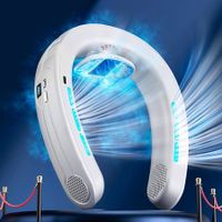 Air Conditioner Portable Neck Fan with LED Display 4000mAh Rechargeable Portable Neck Cooler with 3D Ice Feeling Breathable (White)