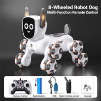 8-wheel Stunt Robot Dog Toy With LED Eye And Ear Lights Gesture Sensing 2.4GHz 360 Degree Rotation Car Robots Toy For Kids