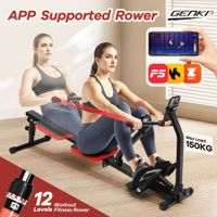 Genki Fitness Rowing Machine Rower 12 Levels Hydraulic Resistance Home Gym Cardio Full Body Workout Exercise Equipment FitShow App Trainer