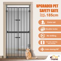 Retractable Safety Gate Pet Dog Cat Extra Tall Fence Enclosure Barrier Safe Guard Security Fencing for Doorway Stairs Kitchen 190 to 250cm Black