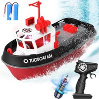 RC Boat with LED Lights,1/72 RC Tugboat,Remote Control Boat with 40+ Min Running Time Toy Boat for Kids