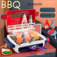 Cooking Toy Set Spray BBQ Lights Music   Food Kids Pretend Play Set Toy Grill Set Little Chef Play Grill Playset Interactive BBQ Toy Set