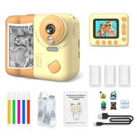 Kids Instant Print Camera,1080P Digital Camera 2.4Inch IPS Screen 10X Zoom Built-in Battery, Birthday Gift for Boy Girl (Yellow)