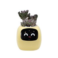 Smart Pet Planter Robot Guidance on Plant Care with Emoji,Adorable Plant Companion with Rich Gesture Interaction,Neat Desk Setup Gift (Yellow)