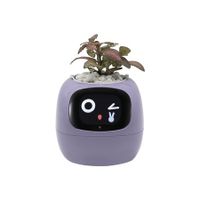 Smart Pet Planter Robot Guidance on Plant Care with Emoji,Adorable Plant Companion with Rich Gesture Interaction,Neat Desk Setup Gift (Purple)