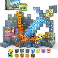 100Pcs Magnetic Blocks Build Mine Magnet World Sword Edition Mine Sword Caverns Magnet Classroom Must Haves Toddler Toys for Boys and Girls Age  3+