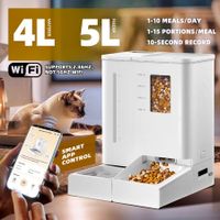 Automatic Pet Feeder Waterer Set 4L Food 5L Water Dispenser WiFi Smart Dog Cat Feeding Drinker with App Control Timed Voice Recorder