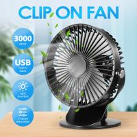 Portable Clip On Fan USB Battery Powered Air Circulation Clamp Desk Car Cooling Pram 360 Degree Rotation with Lights for Office Stroller Camping