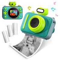 Kids Mini Camera Instant Print 48 MP Selife Digital Camera with 2.5K Video with 32 GB Card,Birthday Xmas Gift for 3-12 Year Old Girls Boys,Green