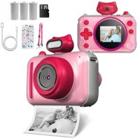 Kids Mini Camera Instant Print 48 MP Selife Digital Camera with 2.5K Video with 32 GB Card,Birthday Xmas Gift for 3-12 Year Old Girls Boys,Pink