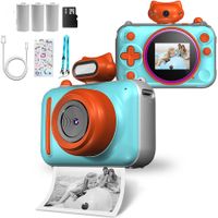 Kids Mini Camera Instant Print 48 MP Selife Digital Camera with 2.5K Video with 32 GB Card,Birthday Xmas Gift for 3-12 Year Old Girls Boys,Blue