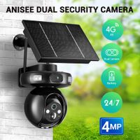 4G Home Security Camera Solar Powered Wireless CCTV Outdoor House Surveillance LTE Cellular Spy System with Dual Lens 4MP PTZ Motion Sensor Batteries