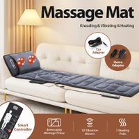 HOMASA Heated Massage Mat Full Body Vibration Electric Heating Pad Shiatsu Neck Shoulder Leg Massager 10 Motors Chair Car Seat Cushion