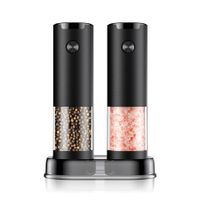 Electric Salt and Pepper Grinder Set Automatic Battery Pepper Mill Shakers Adjustable Coarseness Easy Filling Upgraded Larger Capacity with Led (2 Pack)