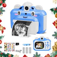 Instant Print Digital Camera for Kids 20MP Selfie Video Image Video Recorder, 12MP Photo Shooting, 180-Degree Rotating Feature Gift for 6+ Ages Kids, Blue